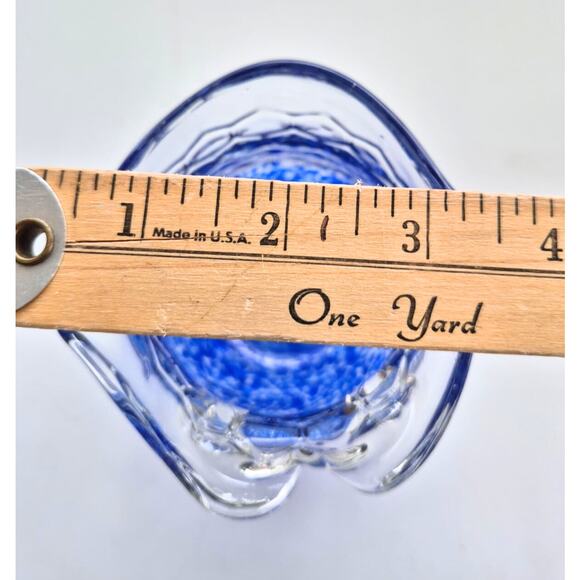 Vintage Blown Glass Owl Cobalt Blue Splatter Jar Vase Candle Holder Boho Cottage - Picture 7 of 8